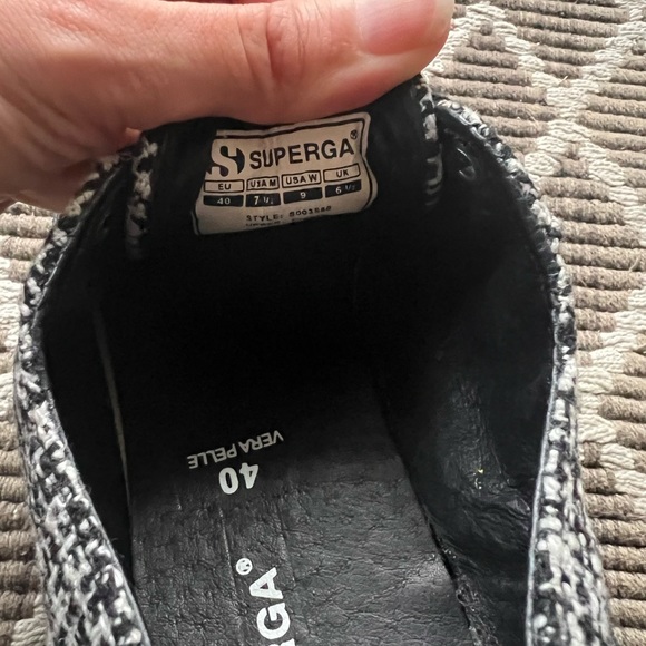 Superga tweed gray and black size 40 tennis shoe. Super cute. Gently used. - Picture 3 of 6